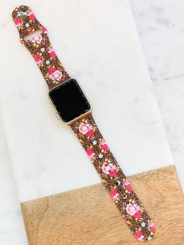 Leopard & Roses Silicone Apple Watch Band