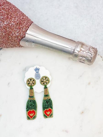 Seed Bead Wine Bottle Earrings 