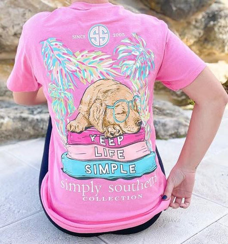 'Keep Life Simple' Puppy Simply Southern Short Sleeve Tee