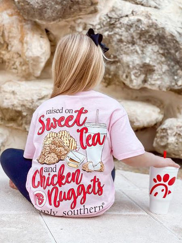 'Sweet Tea & Chicken Nuggets' Simply Southern Youth Short Sleeve Tee