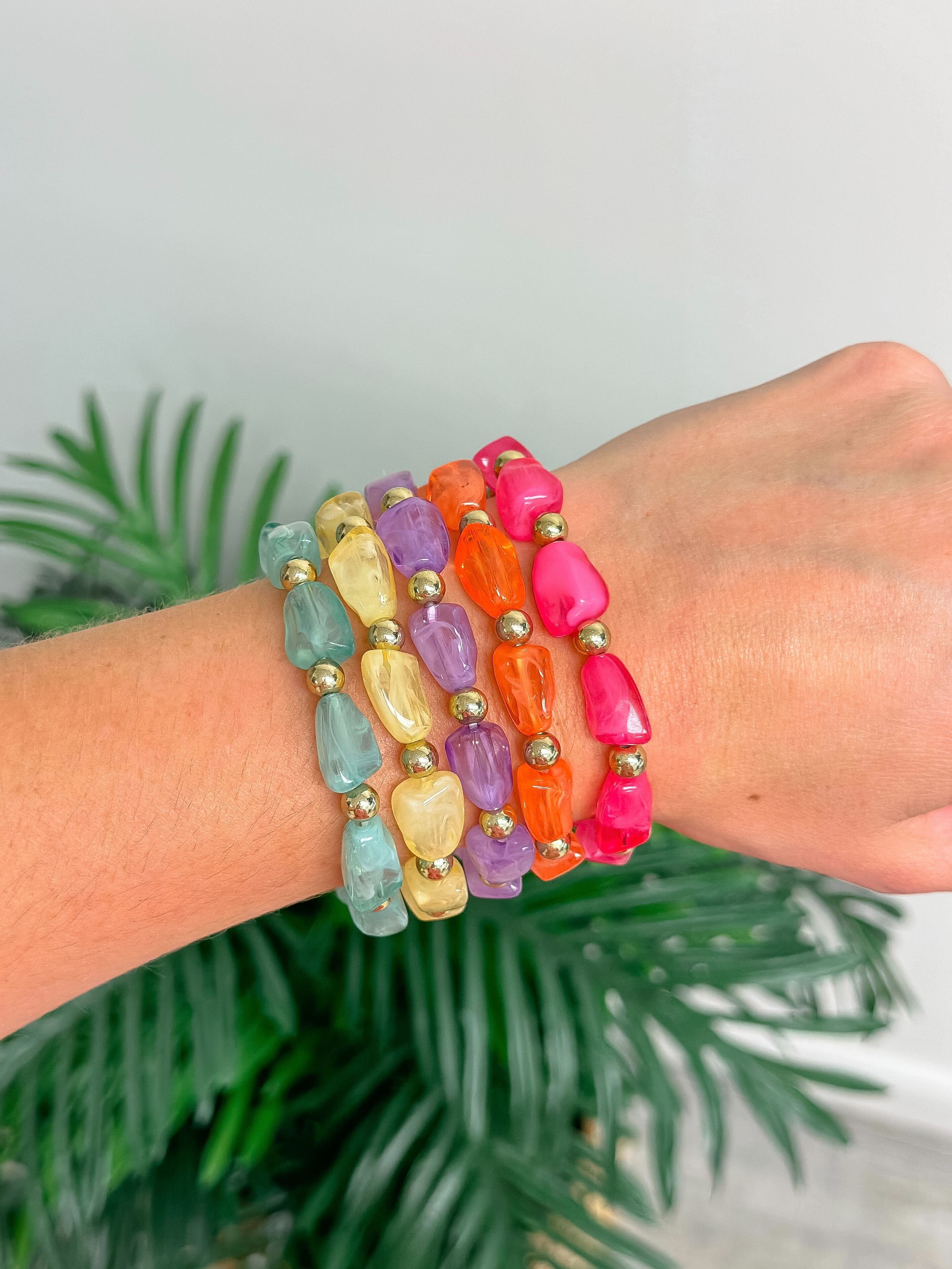 Chunky Bright Jewel Stack Beaded Bracelet