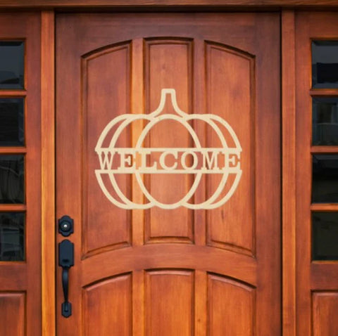 Welcome Pumpkin Wood Sign