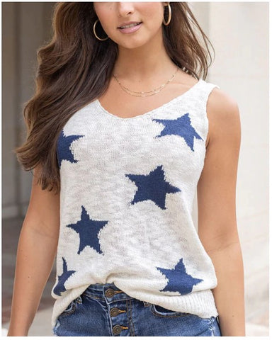 Star Spangled Sweater Tank Top for Women