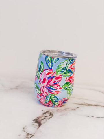 Lilly Pulitzer Stainless Steel Stemless Wine Tumbler - Totally Blossom