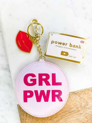 'GRL PWR' Power Bank Phone Charger Keychain