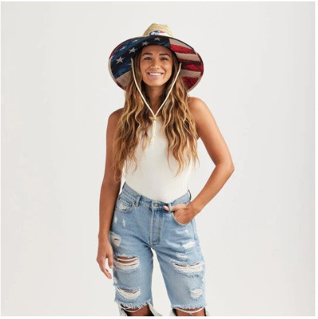 American Flag Straw Hat