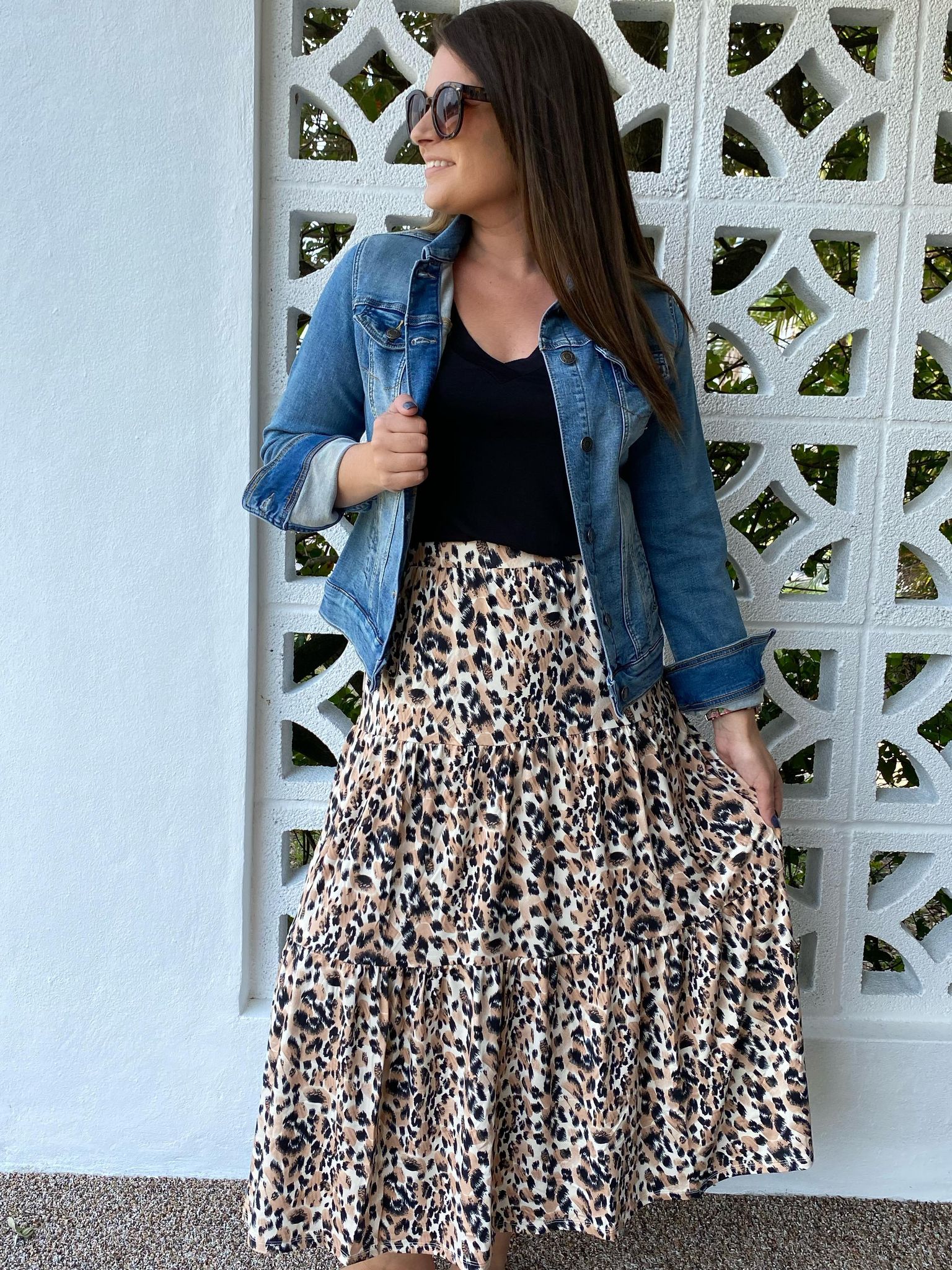 Download Layered Shirring Maxi Skirt Leopard Prep Obsessed