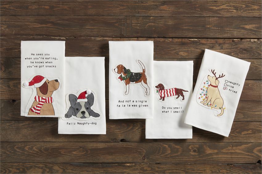 Christmas Dog Appliqued Towels by Mud Pie - Choice of 5 Styles