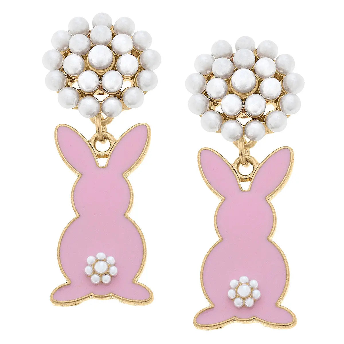 Allie Easter Bunny Pearl Cluster Drop Earrings