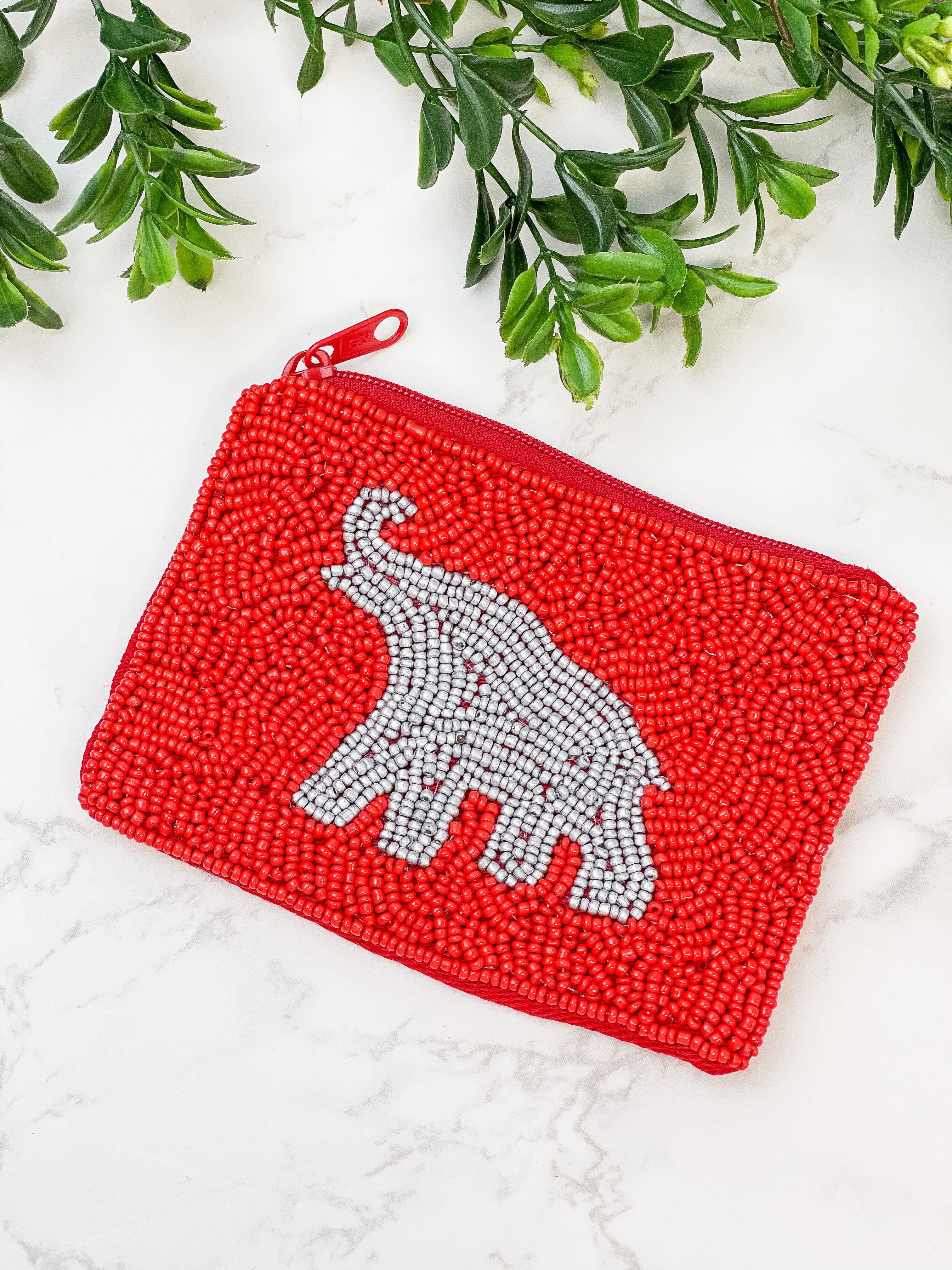 Elephant Beaded Zip Pouch