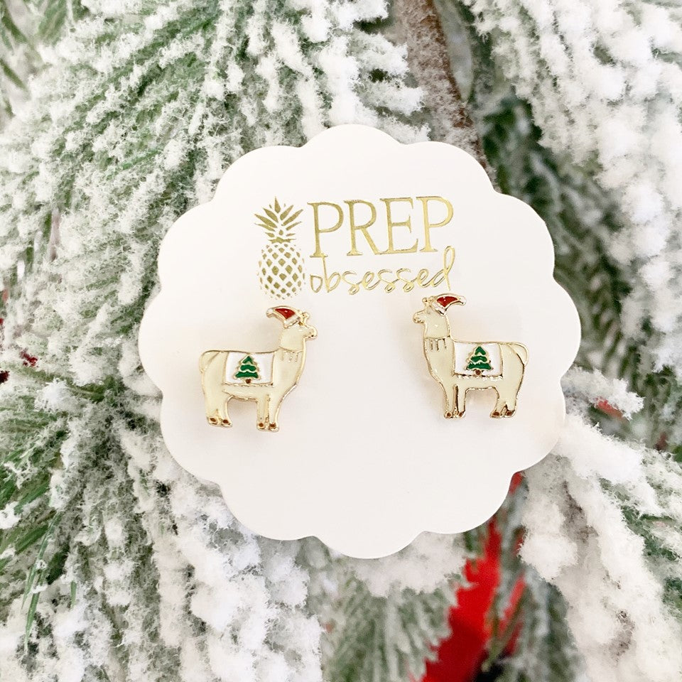 Christmas Tree Llama Signature Enamel Studs