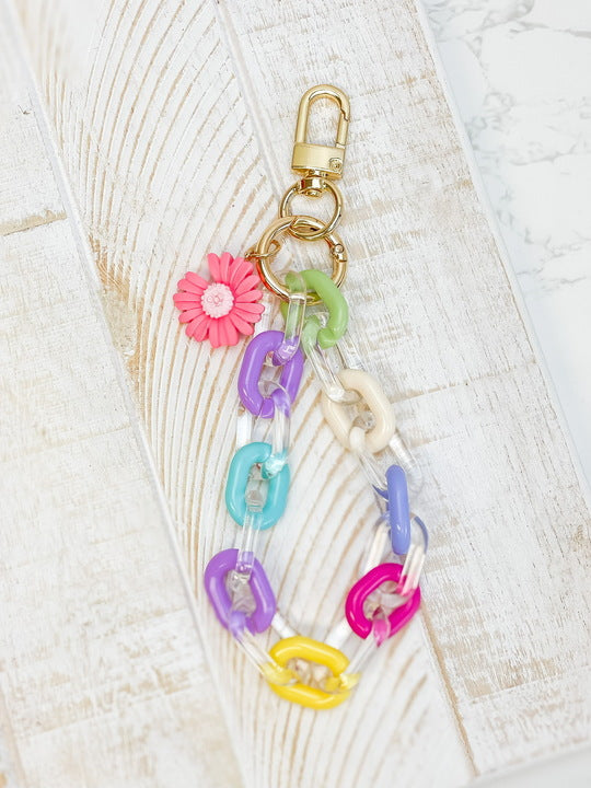 Acrylic Bracelet Key Ring - Light Multi