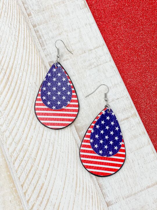 Americana Printed Layered Dangle Earrings