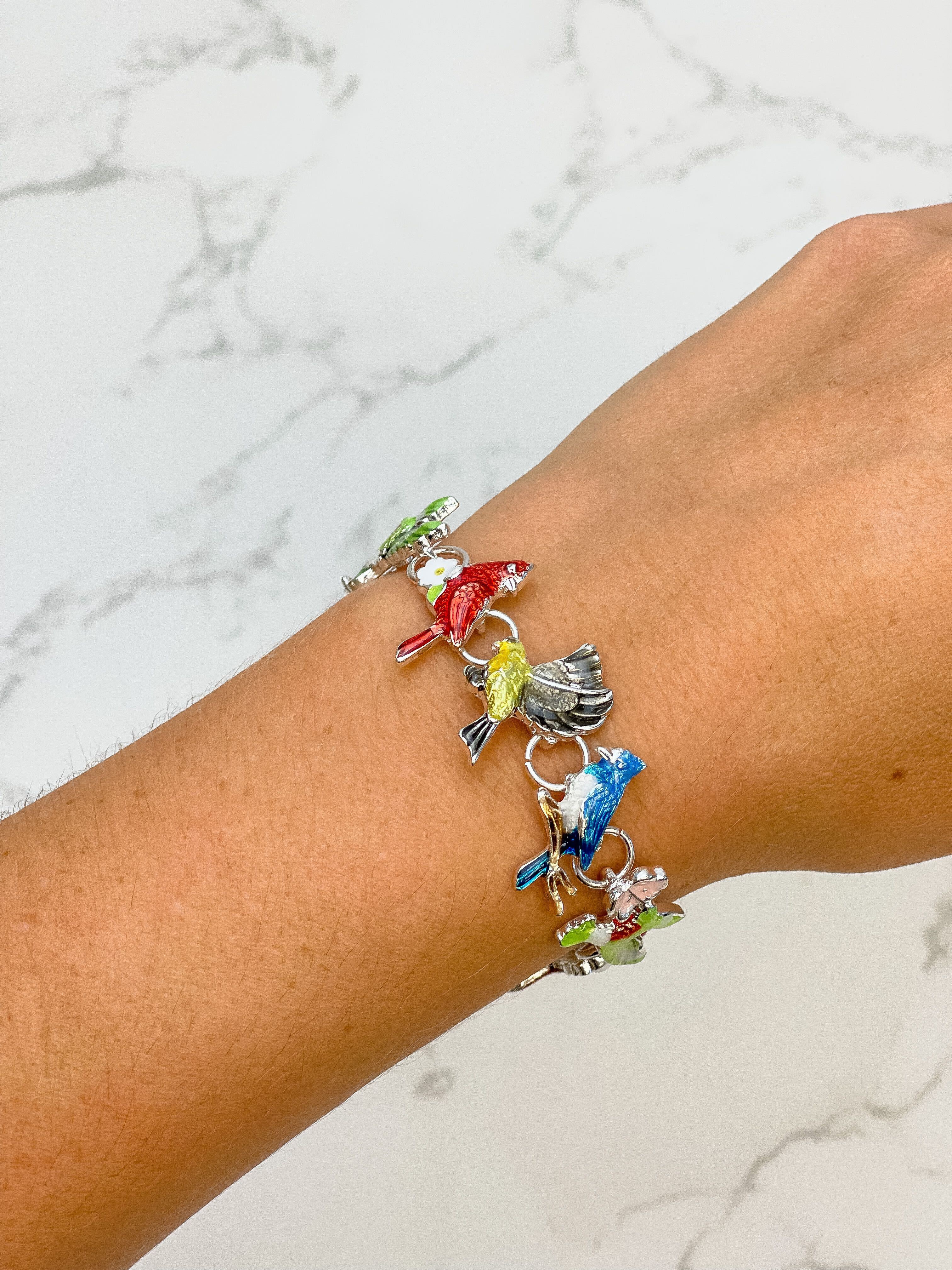 Enamel Birds Magnetic Bracelet