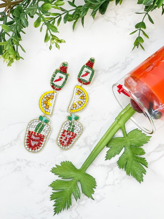 Bloody Mary Beaded Dangle Earrings