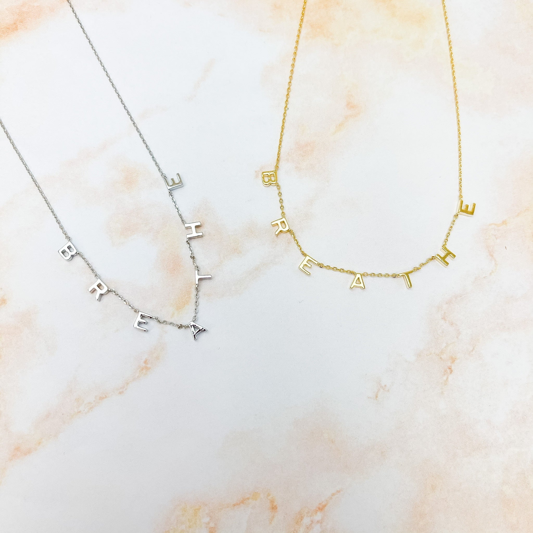 'Breathe' Sentiment Chain Necklace - Gold