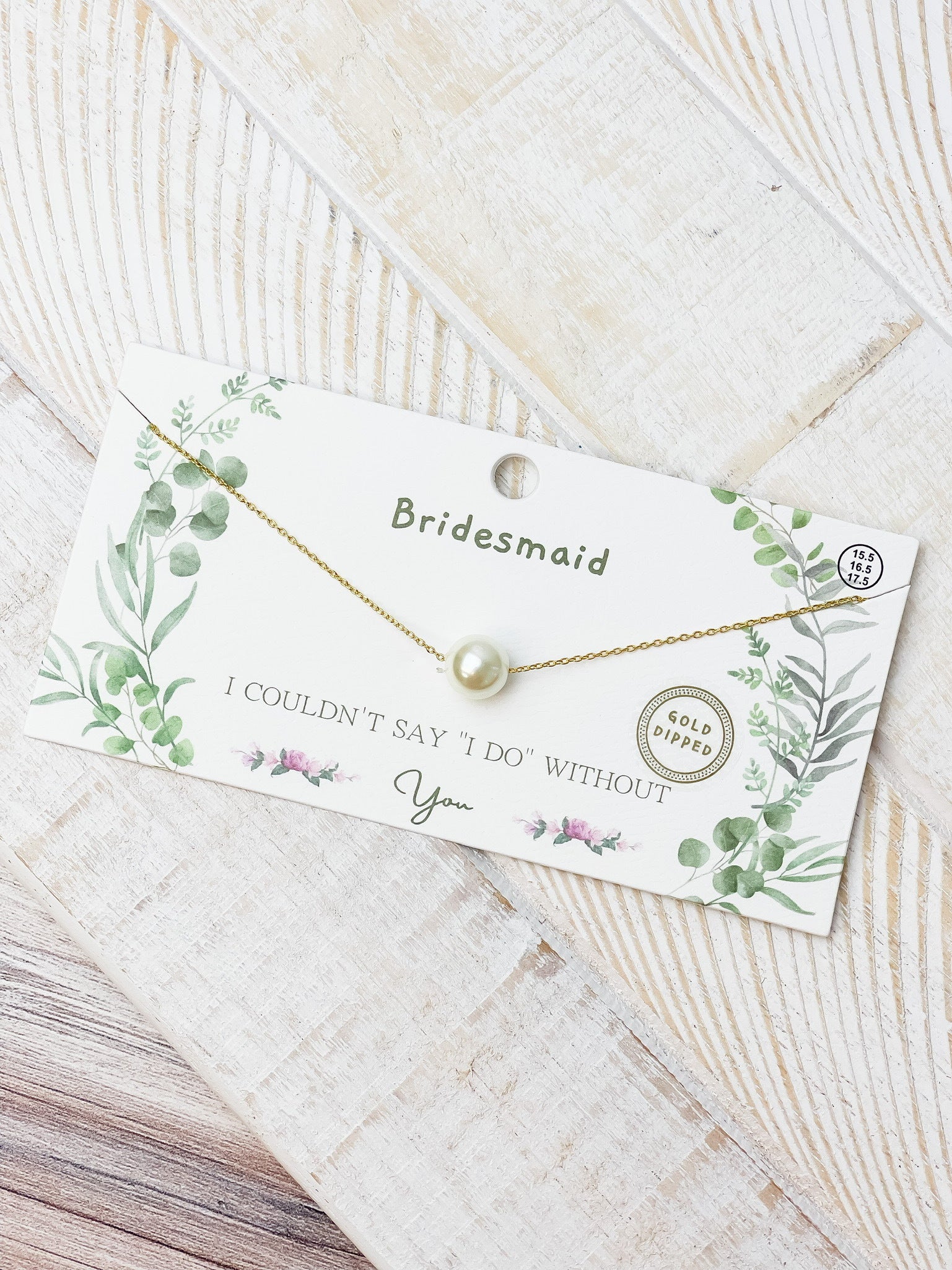 Bridesmaid Pearl Pendant Necklace - Gold