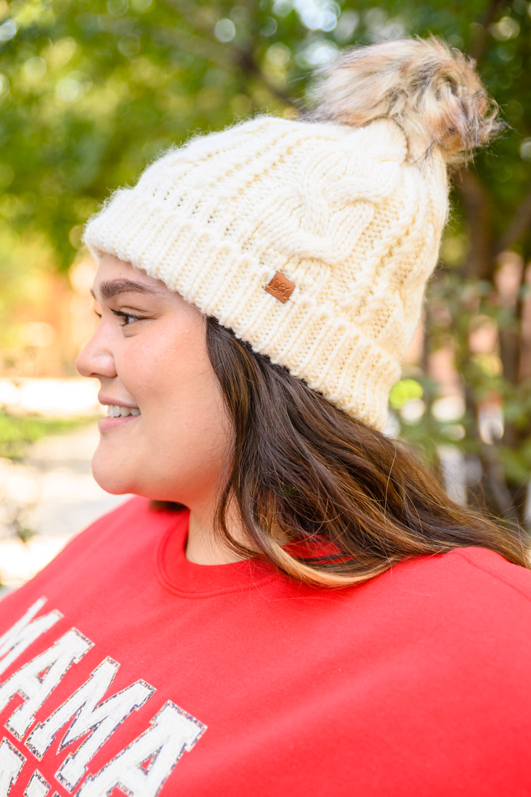 Cable Knit Cuffed Beanie In Ivory (Ships in 1-2 Weeks)