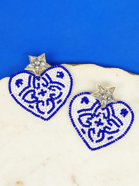 Chinoiserie Heart Beaded Dangle Earrings