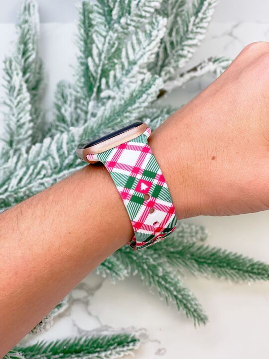 Christmas Plaid Printed Silicone Smart Watch Band