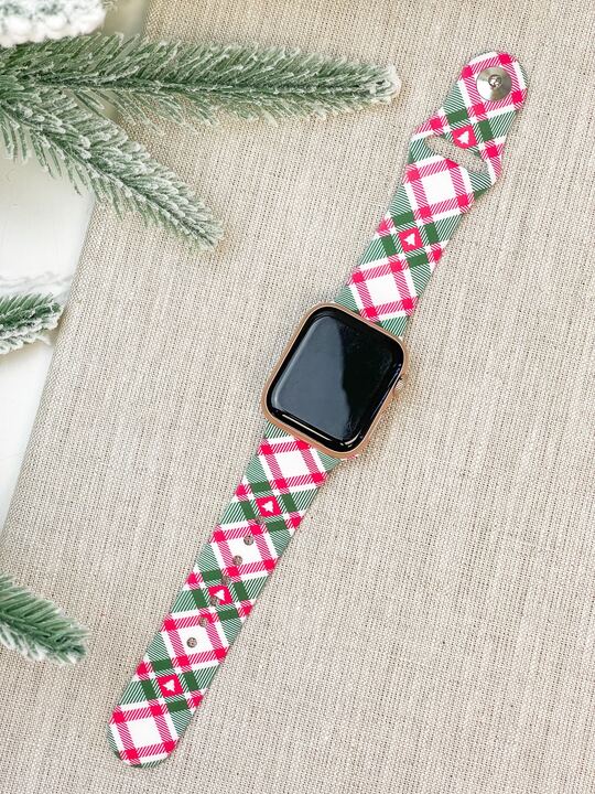 Christmas Plaid Printed Silicone Smart Watch Band