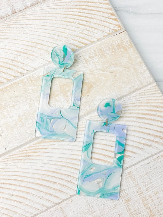 Clementine Groovy Statement Dangles - Aqua