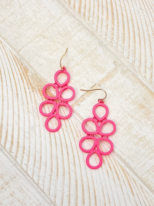 Coil Statement Dangle Earrings - Neon Pink