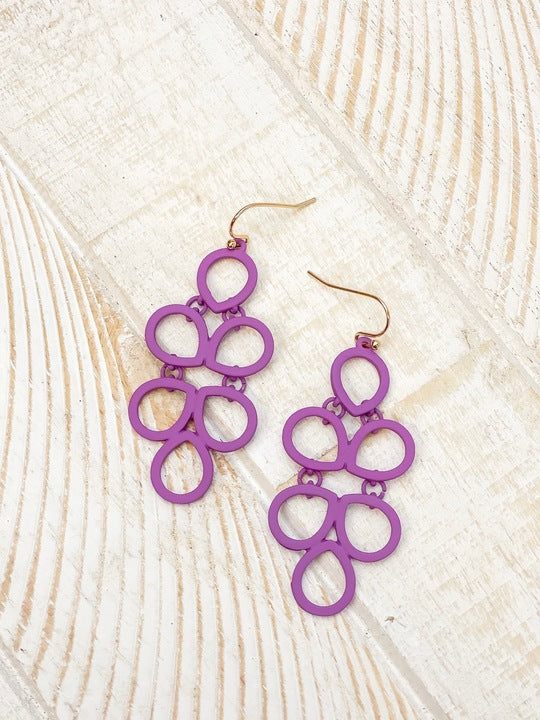 Coil Statement Dangle Earrings - Purple