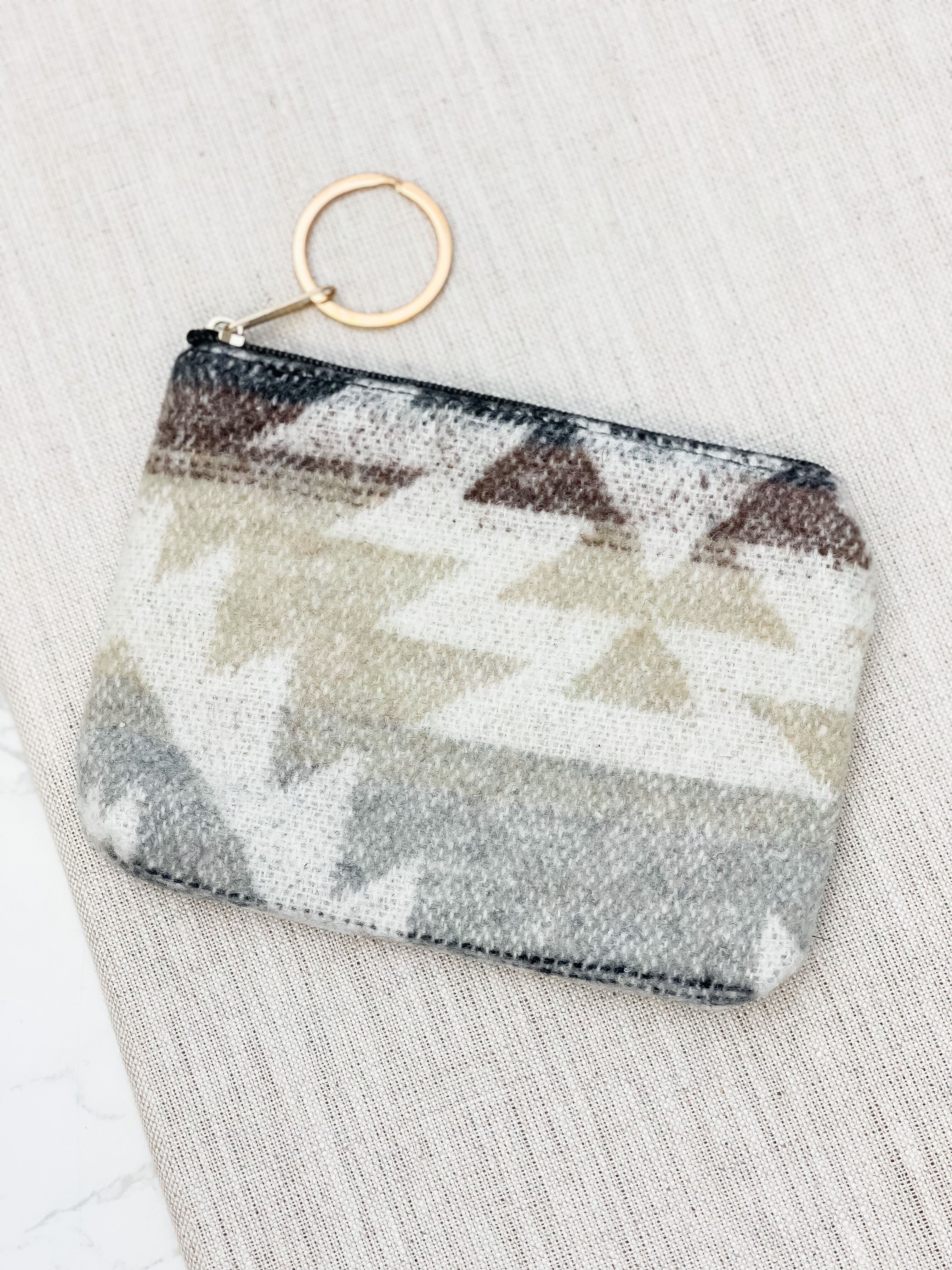 Aztec Coin/Card Zip Pouch - White