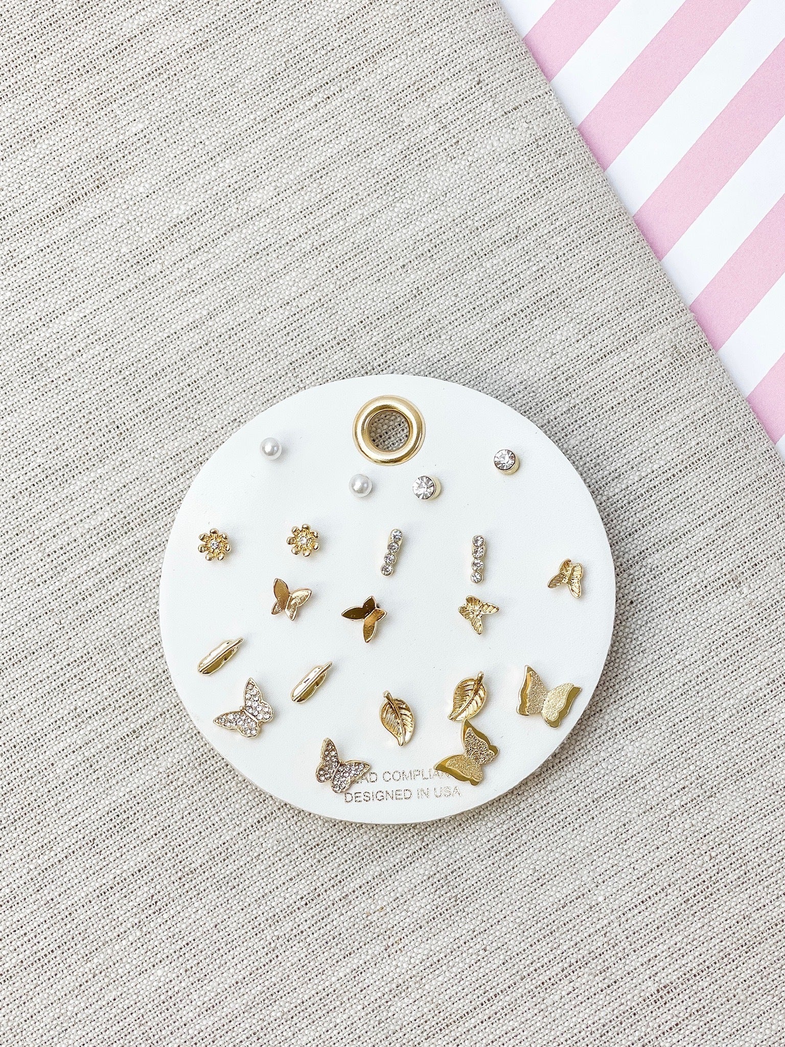 Dainty Stud Post Earring Set - Butterflies