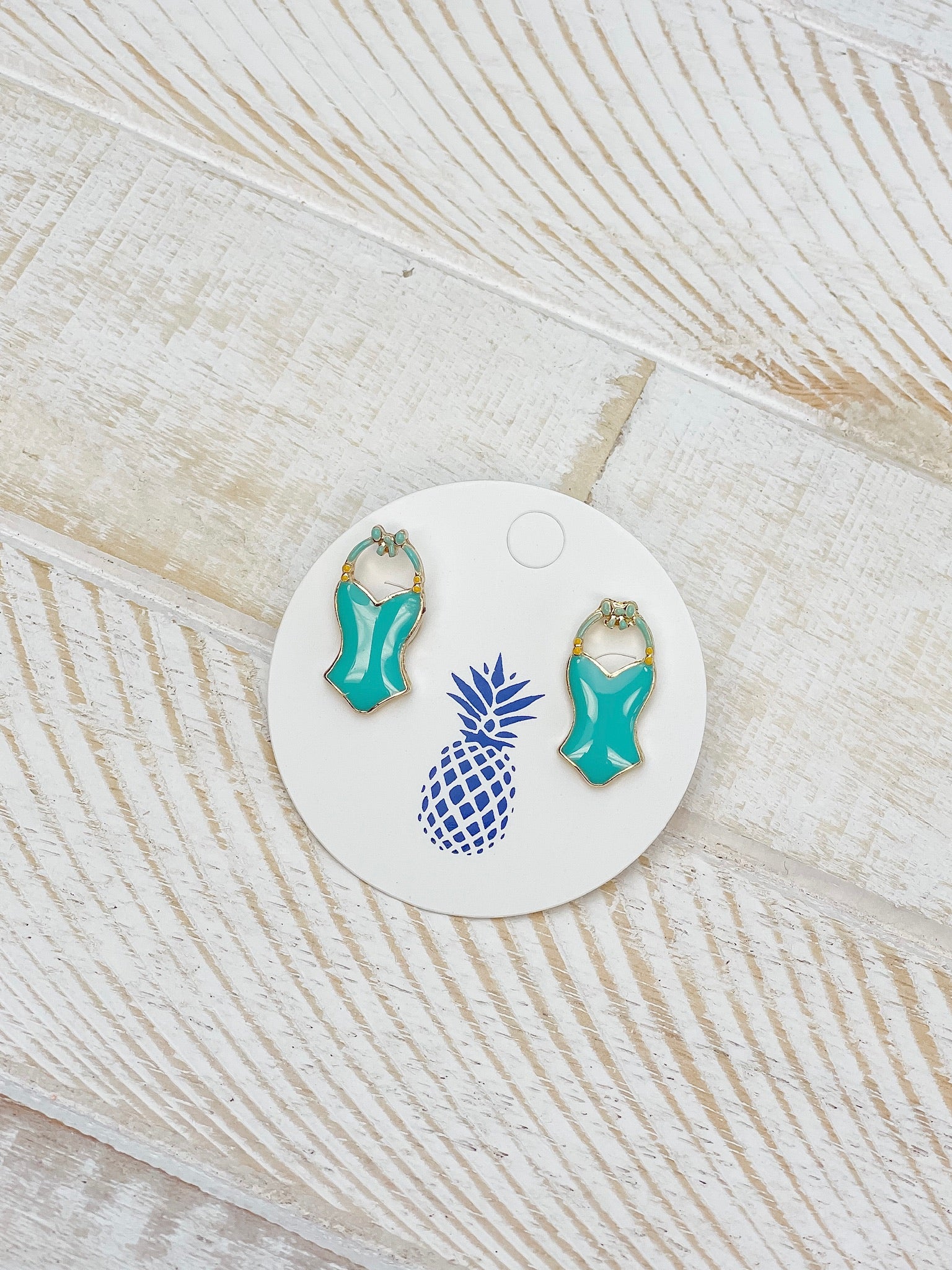 Aqua Swimsuit Signature Enamel Studs by Prep Obsessed