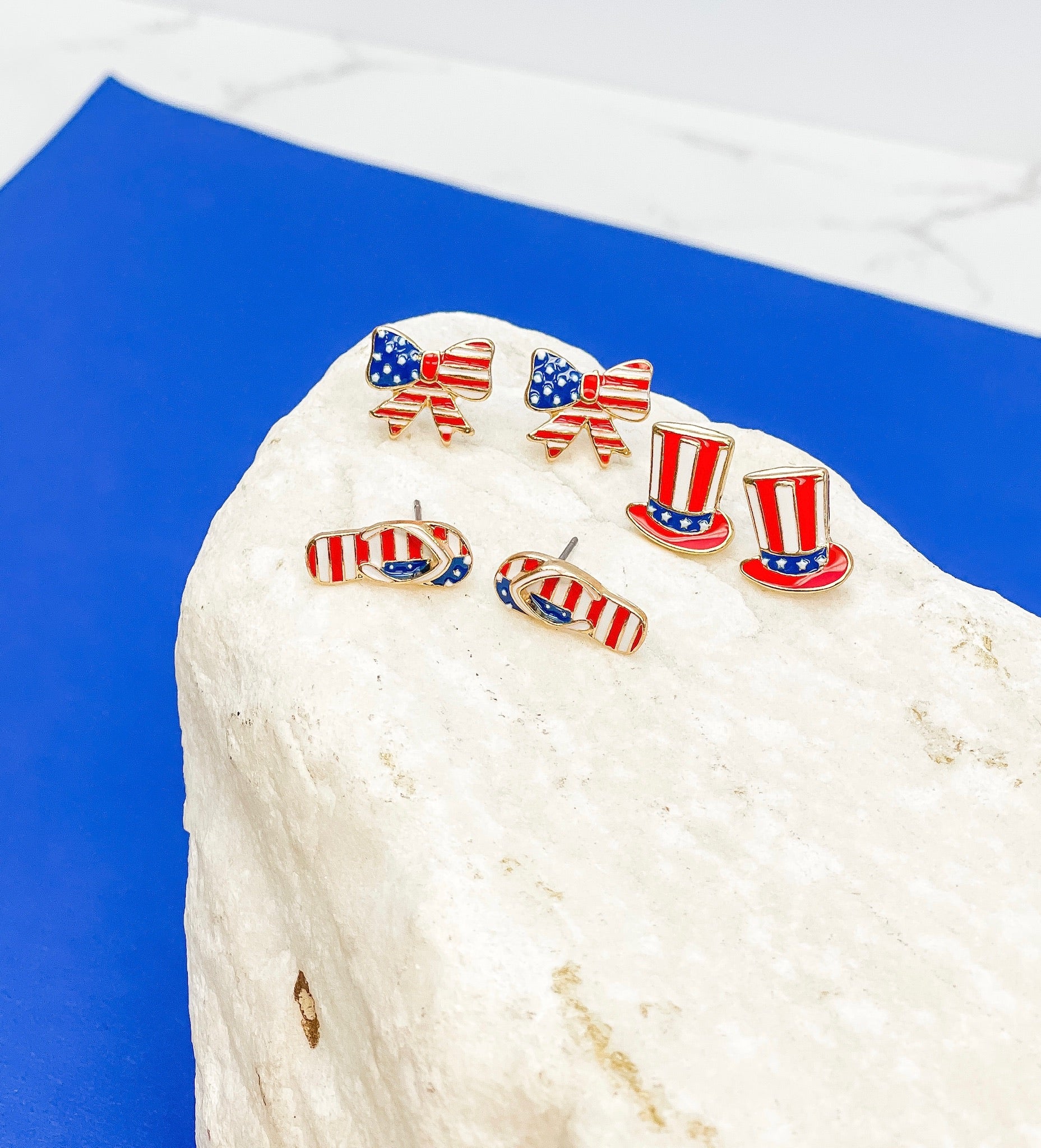 American Flag Bow Signature Enamel Studs by Prep Obsessed