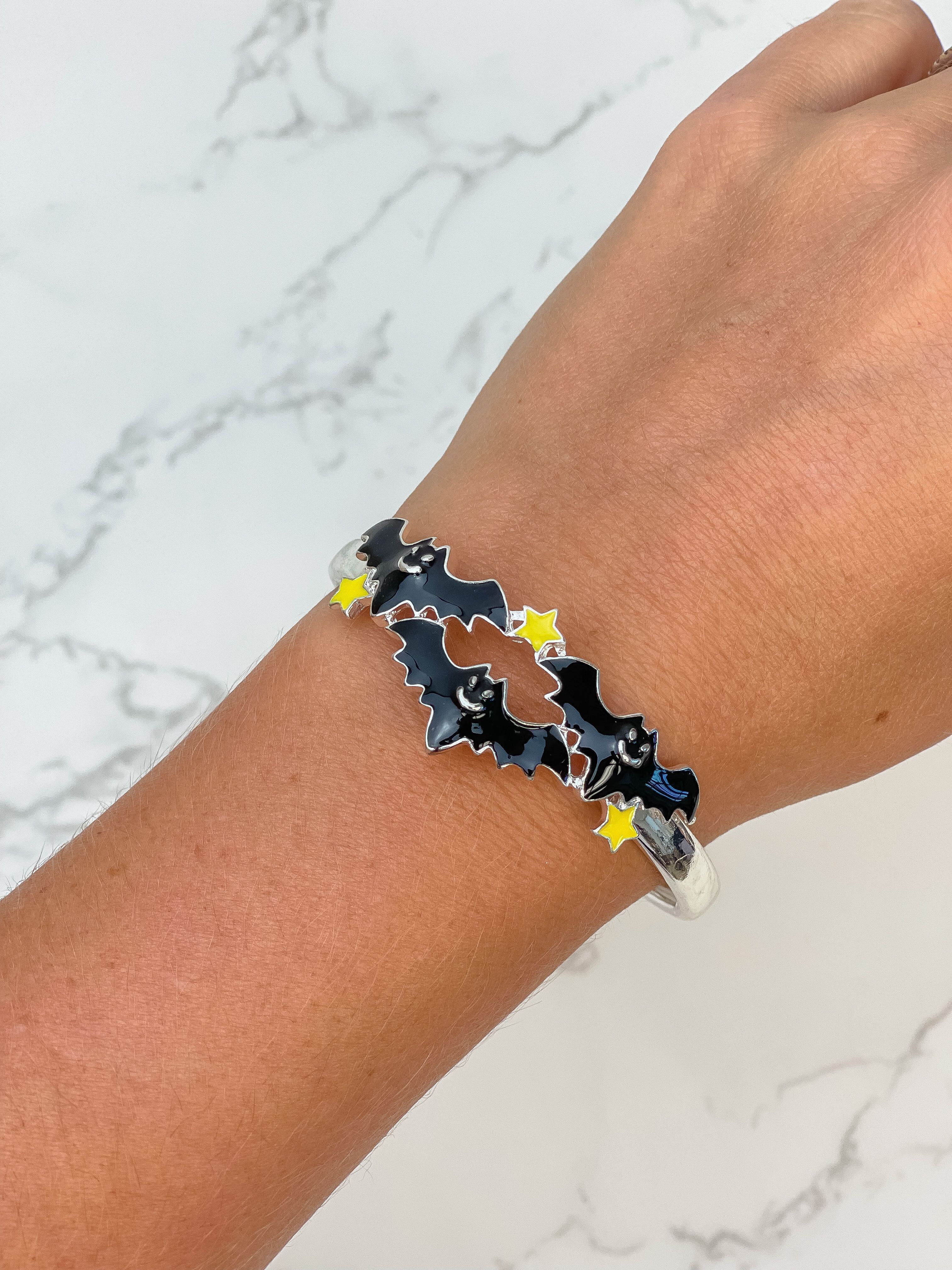 Enamel Bat Stretch Bangle Bracelet