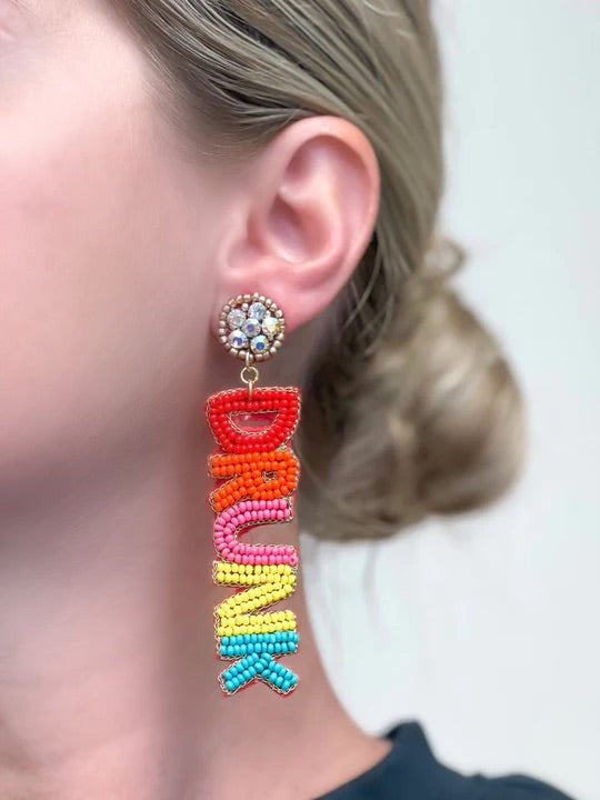 'Drunk' Multi Beaded Statement Earrings