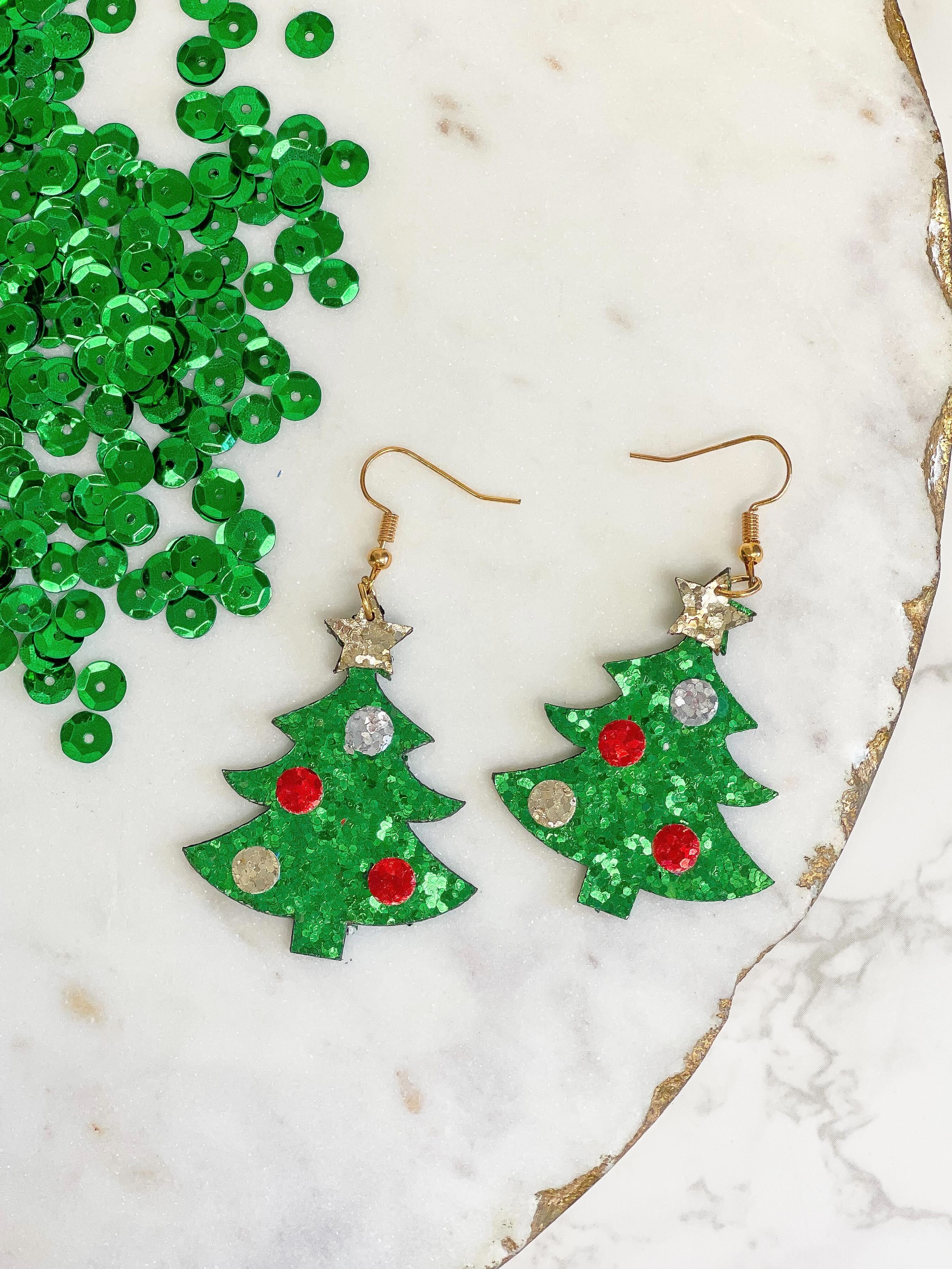 Christmas Tree Sparkle Dangle Earrings