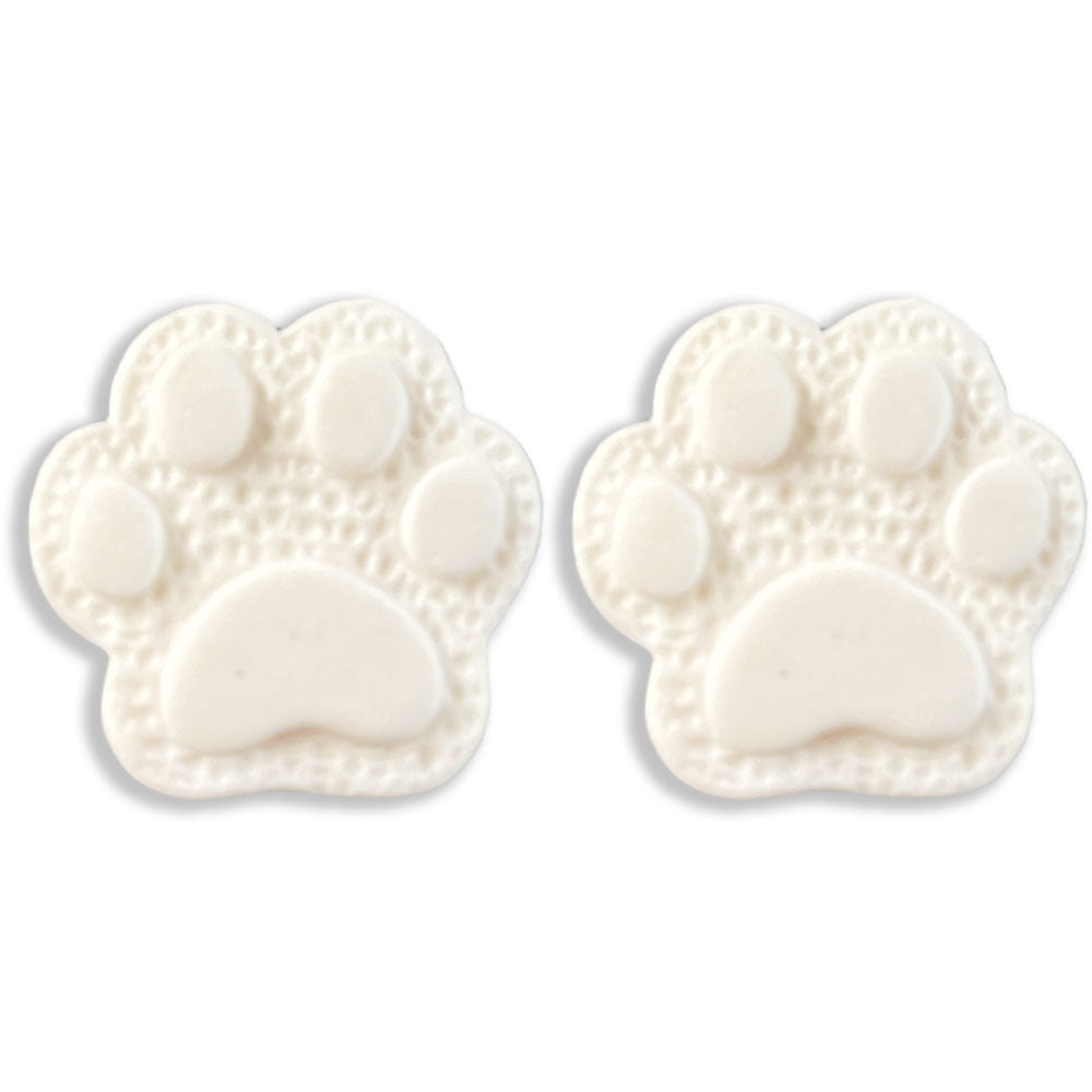 Clay Paw Print Stud Earrings - White