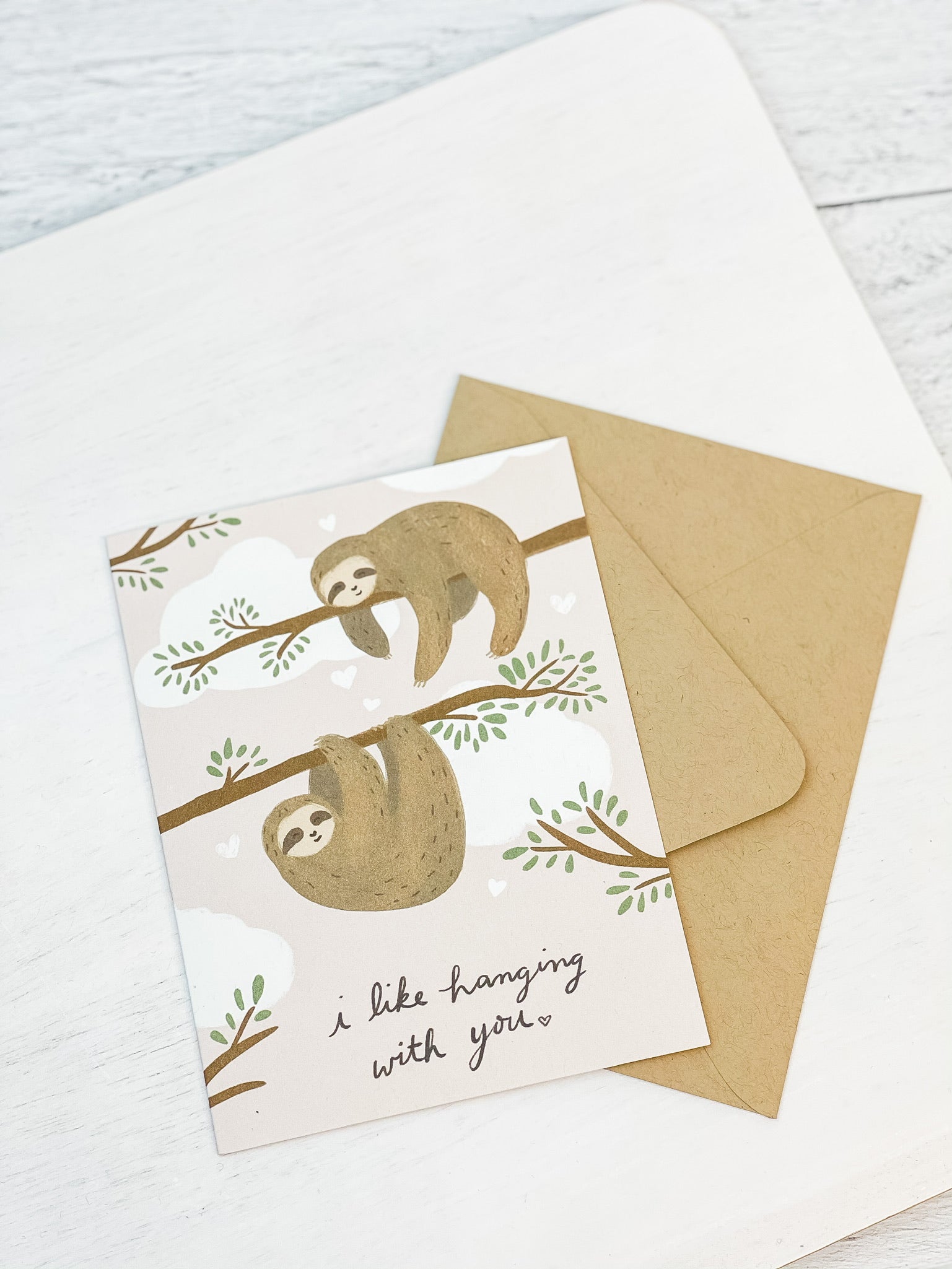 'I Like Hanging With You' Sloth Greeting Card