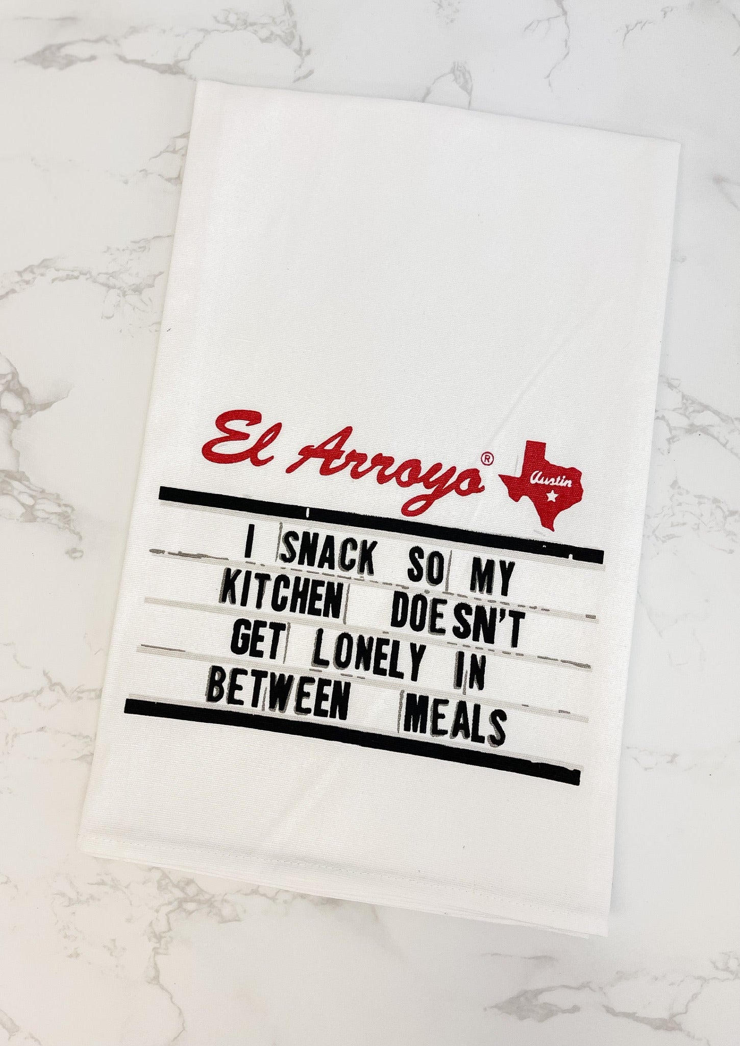 'I Snack So My Kitchen Doesn't Get Lonely' Tea Towel