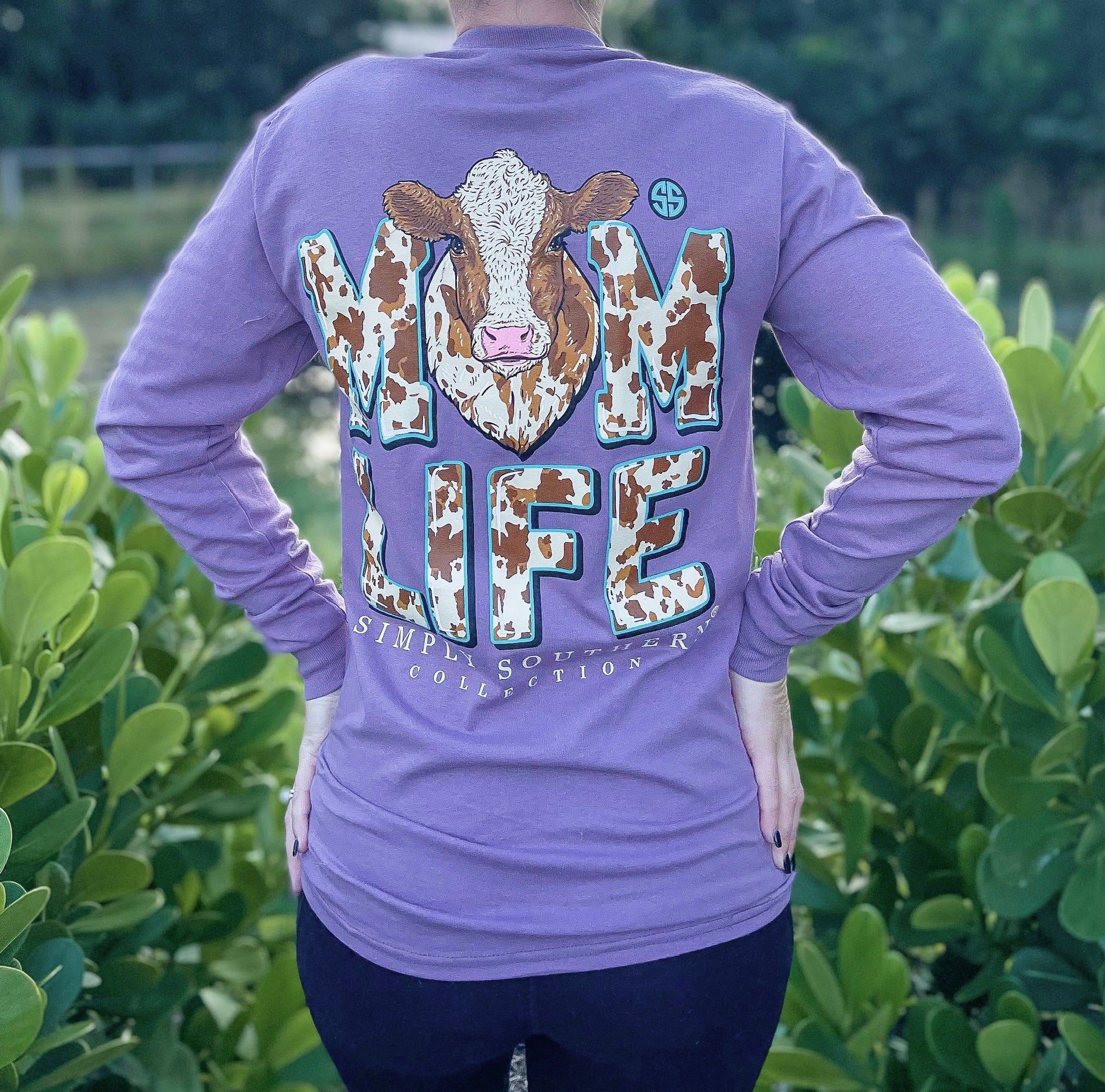 'Mom Life' Cow Print Long Sleeve Tee by Simply Southern