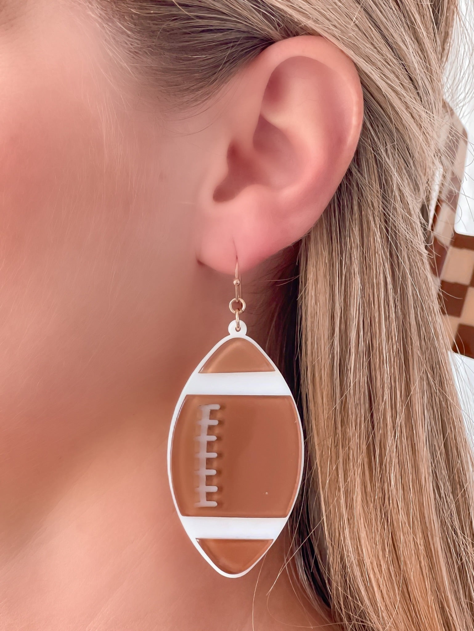 Acrylic Football Dangle Earrings