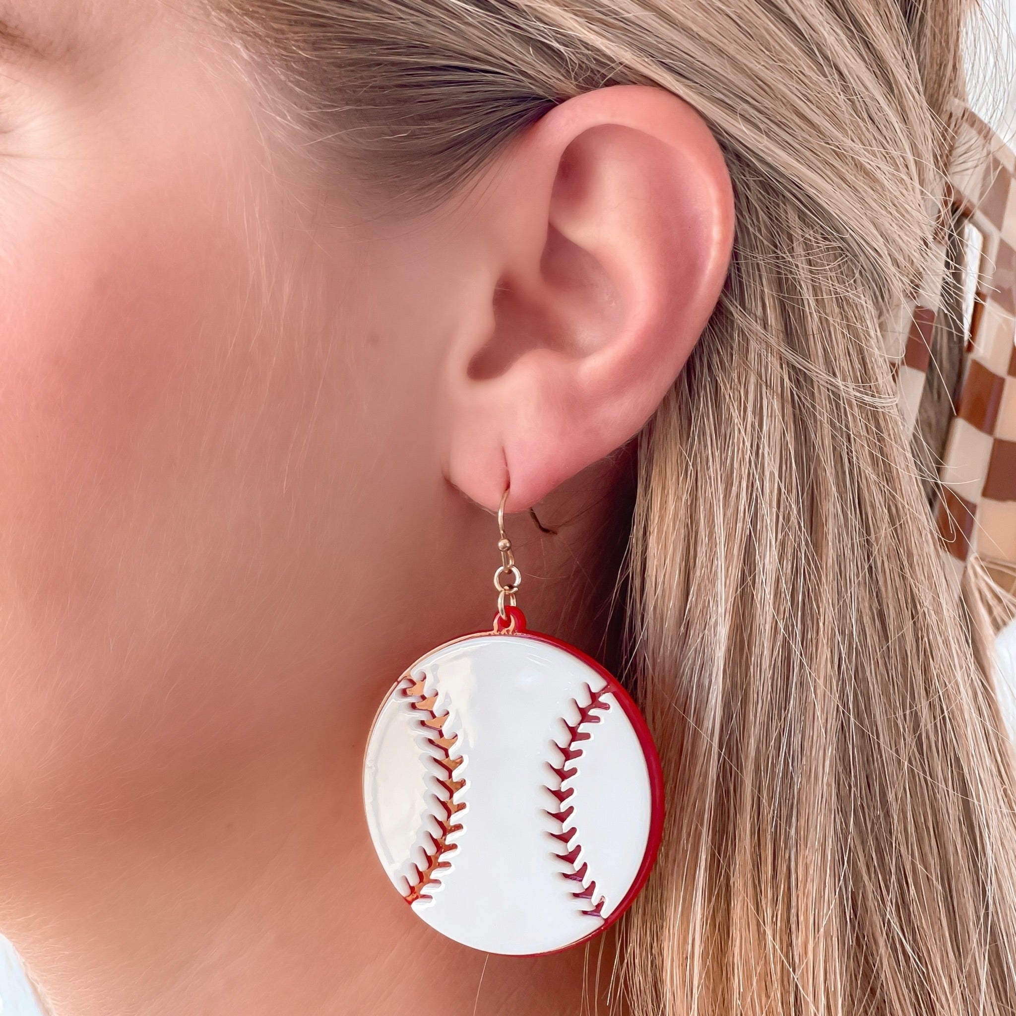 Acrylic Baseball Dangle Earrings