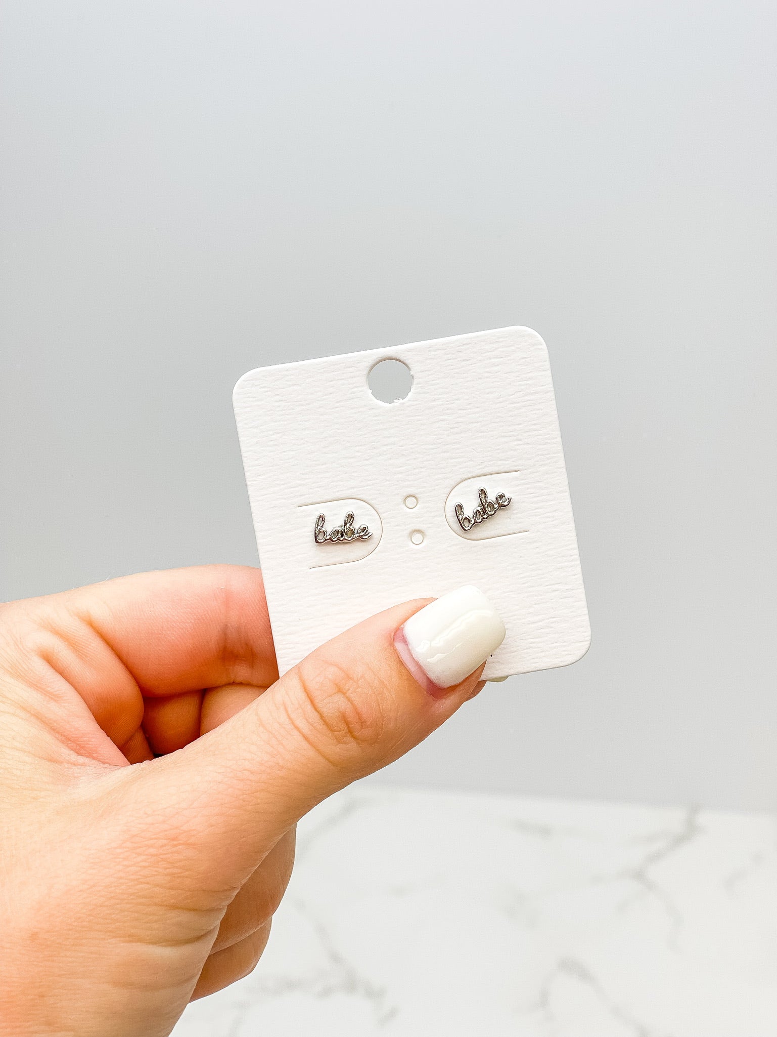 'Babe' Stud Earrings - Silver