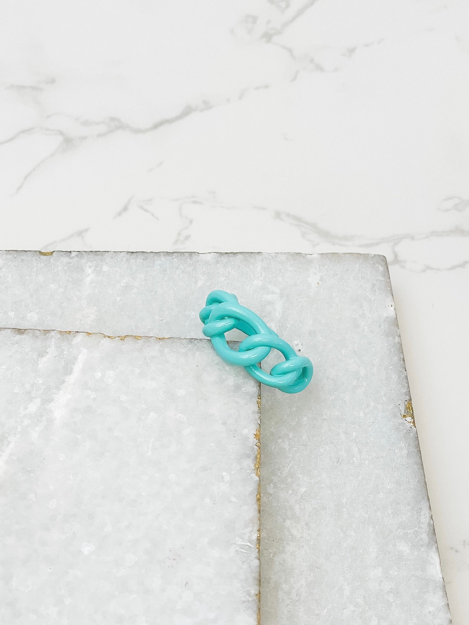 Chunky Chain Link Ring - Aqua