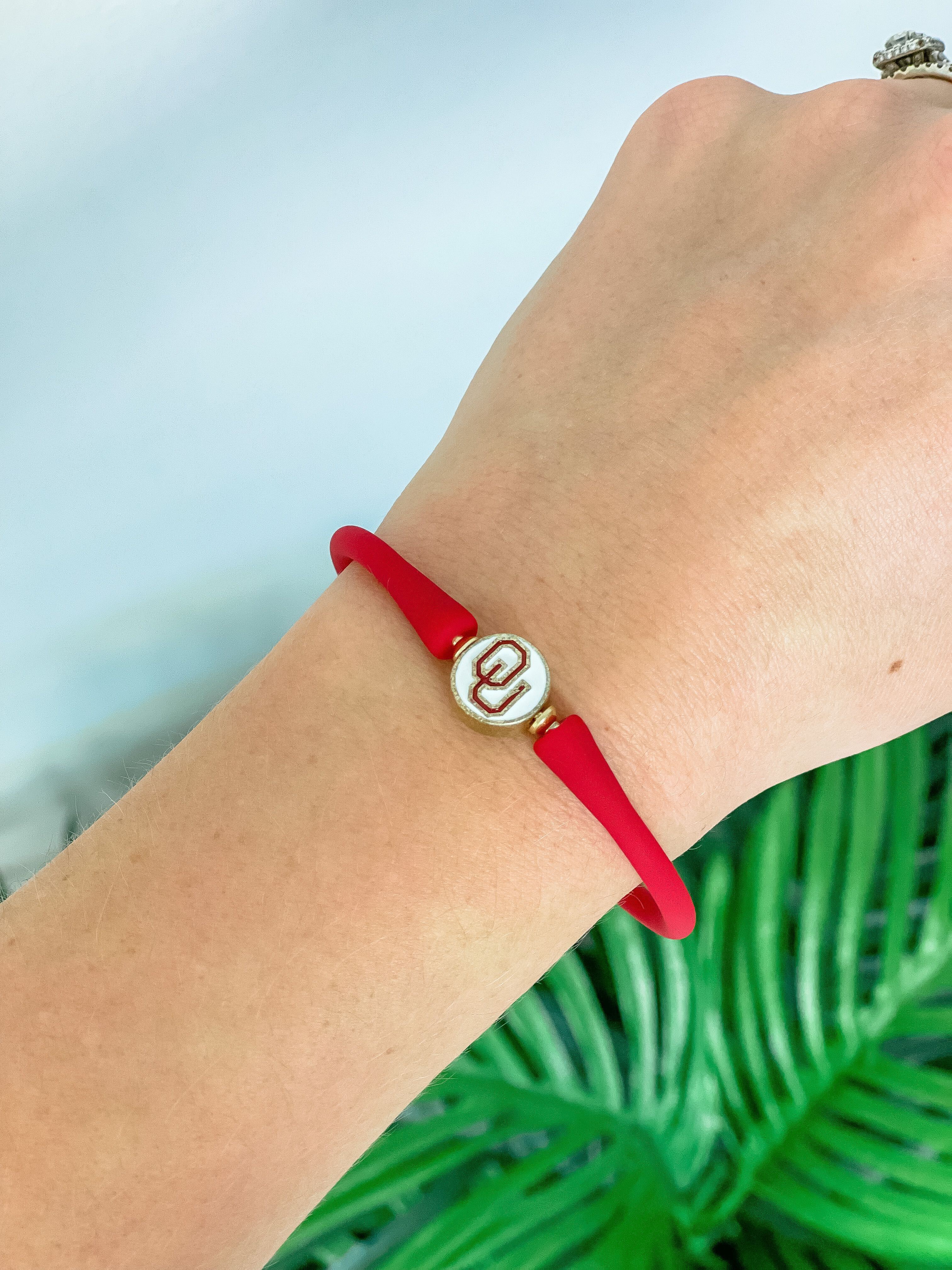 Collegiate Game Day Silicone Bracelet - Oklahoma Red