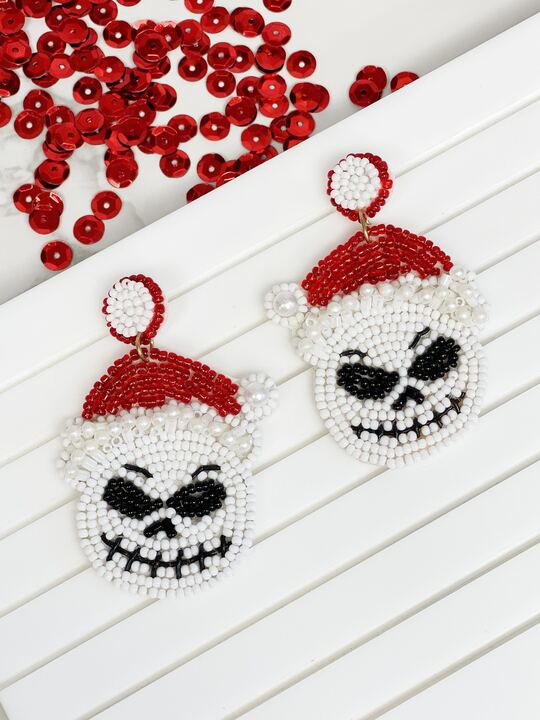 Christmas Skeleton Beaded Dangle Earrings