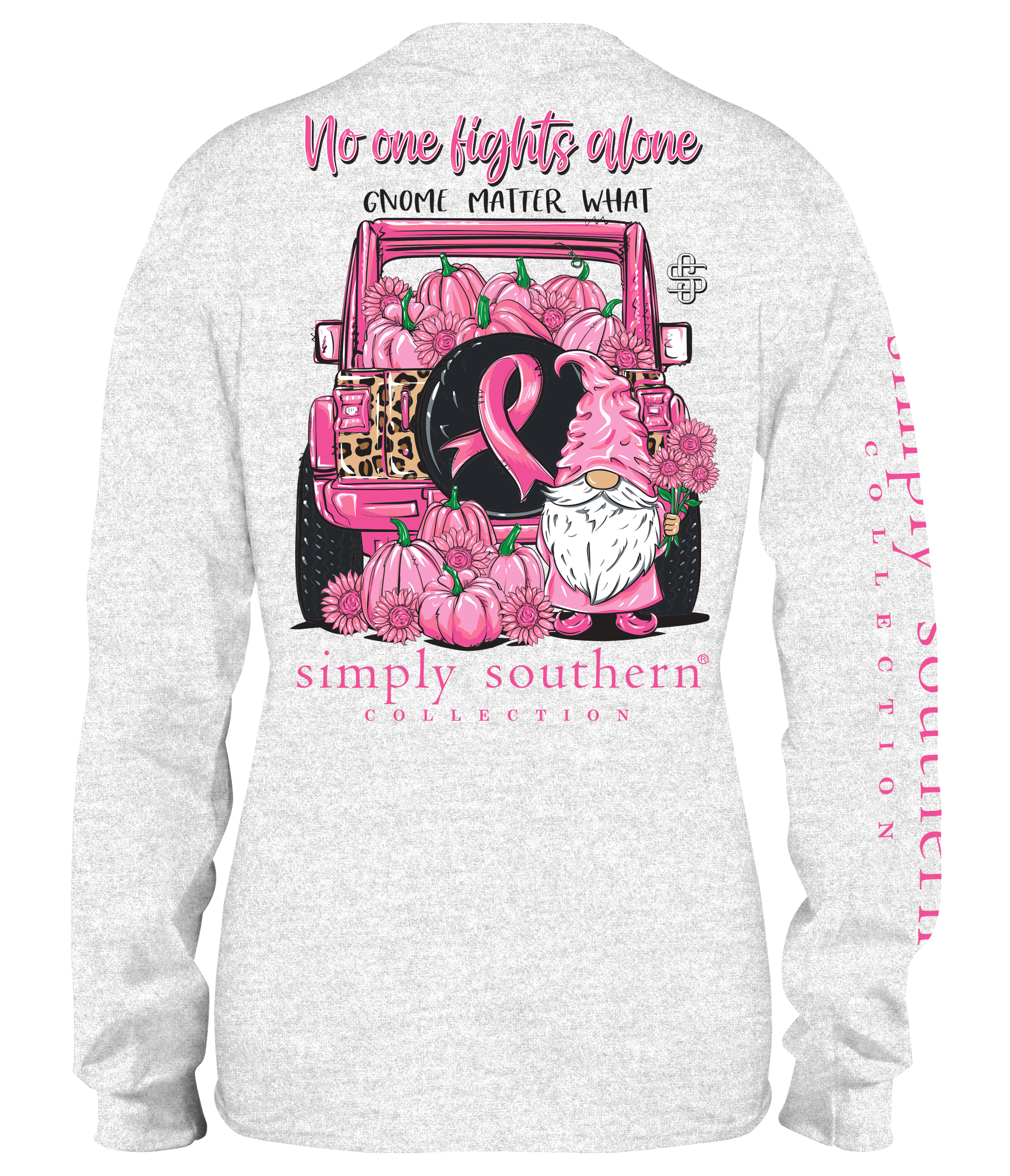 'No One Fights Alone, Gnome Matter What' Breast Cancer Long Sleeve Tee by Simply Southern