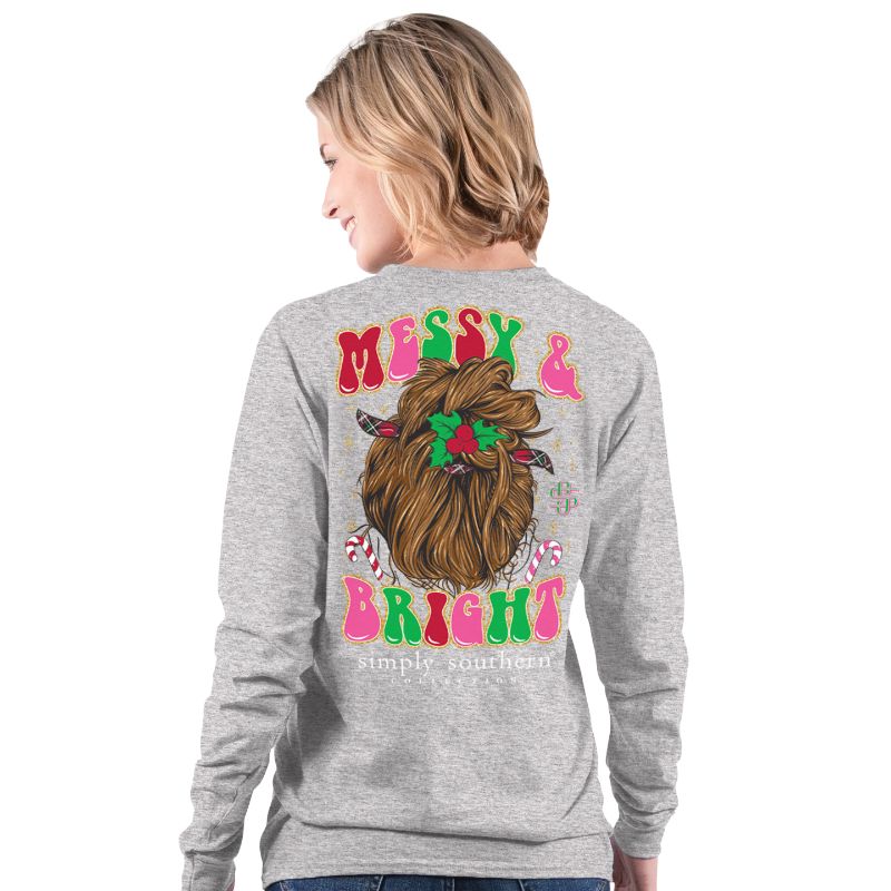 'Messy & Bright' Christmas Long Sleeve Tee by Simply Southern