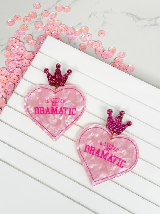 'Little Bit Dramatic' Glitter Heart Statement Earrings