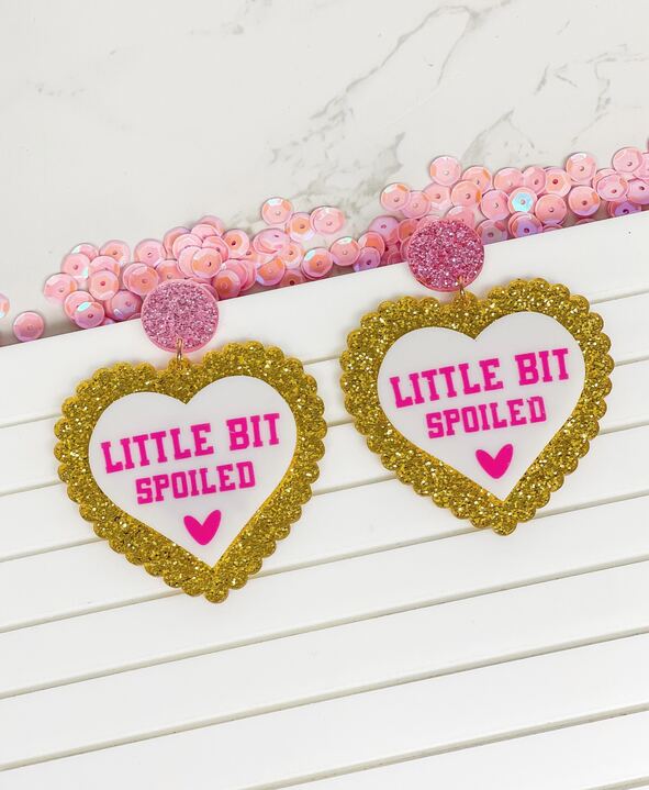 'Little Bit Spoiled' Glitter Heart Statement Earrings