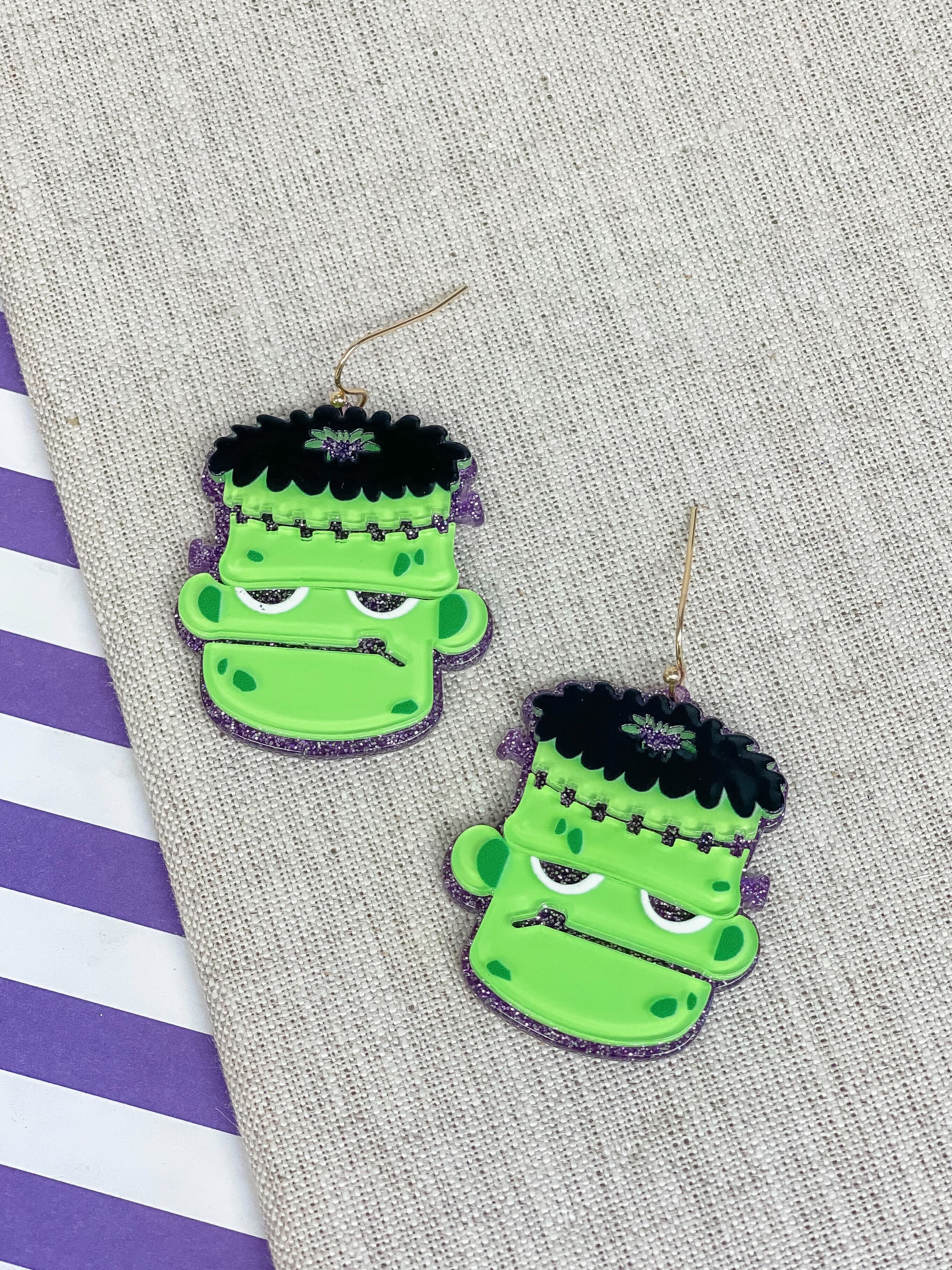 Acrylic Frankenstein Dangle Earrings